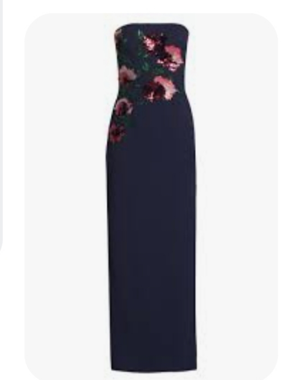 AIDAN MATTOX Bead Embellished strapless column gown.